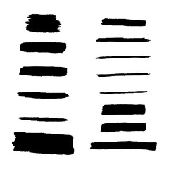 Set of vector paint brush stroke, artistic design elements. Vector illustration.