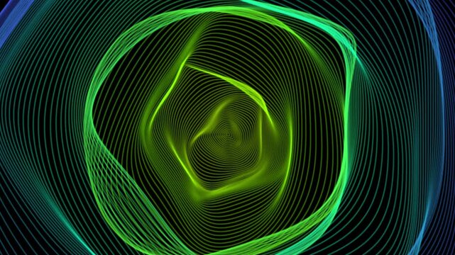 Futuristic Glowing Green Digital Waveform Tunnel Seamless Loop