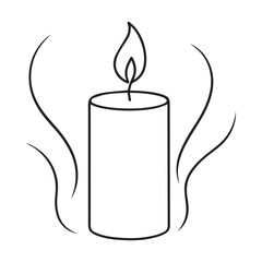 Burning candle vector illustration on black background