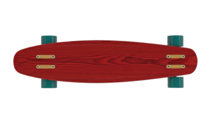 Isolated red wooden skateboard, a fun recreational activity for youth and adults alike