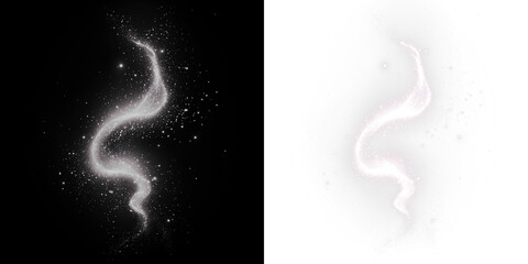 A dazzling trail of glittery smoke on a transparent background, perfect for adding a magical overlay effect to your projects.