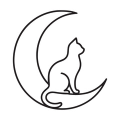 Black cat and mouse cartoon vector silhouette illustration design
