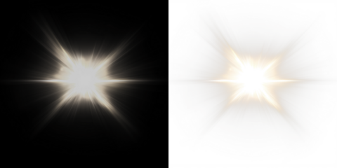 A radiant starburst light effect on a transparent background, perfect for adding highlights to digital designs. This PNG overlay provides a brilliant, luminous touch.