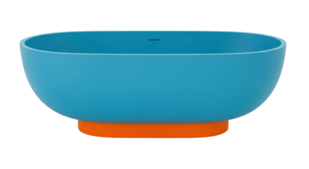Isolated bowl with an orange base and cyan walls, used for serving or mixing food items