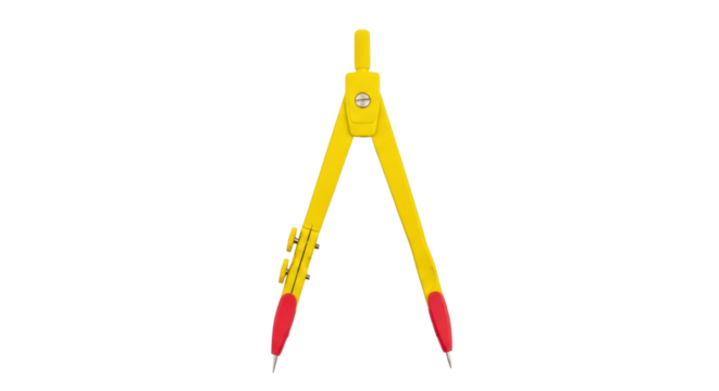 Isolated yellow drawing compass or divider for circle radius measurement in geometry