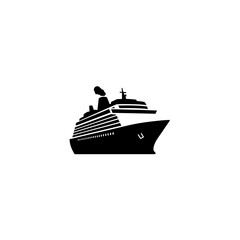 Fototapeta premium Cruise Ship Flat Icon or Symbol, Isolated Black Vector Illustration