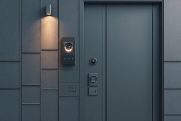 Modern smart door lock and video doorbell system enhance entrance security Generative AI