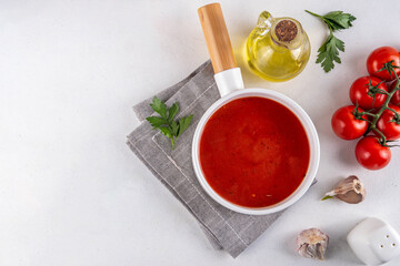 Tasty autumn seasonal tomato cream soup