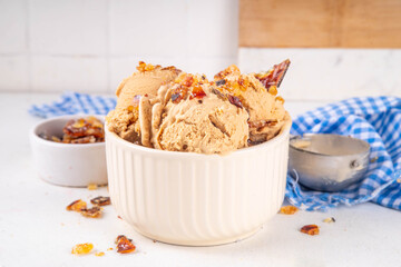 Creme brulee ice cream topped with caramelized  sugar