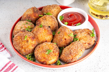 Homemade tasty airfryer made fish cutlets patties