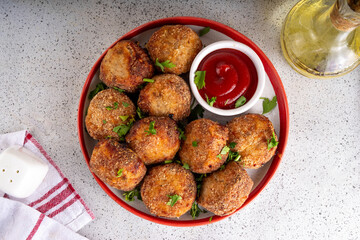 Homemade tasty airfryer made fish cutlets patties