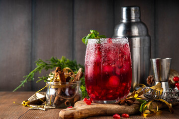 Spiced up winter berry Margarita cocktail or mocktail