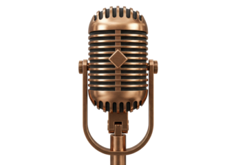 Isolated classic microphone with stand perfect for voice, singing, music production use