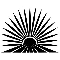 Sunbeam Rays vector clean black silhouette design white background