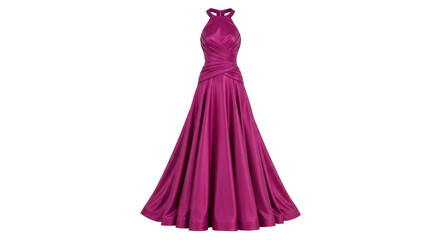 Isolated magenta halter neck ballgown evening dress for formal occasion, luxury fabrics © Agata