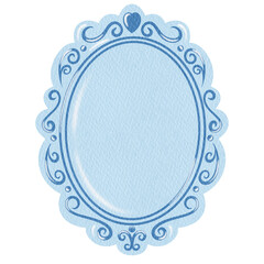 Elegant Decorative oval Frame Vintage Ornate Blue Frame.  Blue Border Vintage Frame.