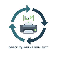 Vector 2D flat icon of printer in standby mode, office equipment efficiency