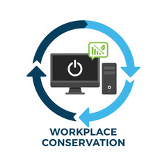Vector 2D flat icon of an office computer shutting down, workplace conservation