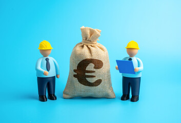Construction workers and the euro's money supply. Financing of infrastructure projects, industrial development, and economic growth. Investment policy, public funding, and European economy.