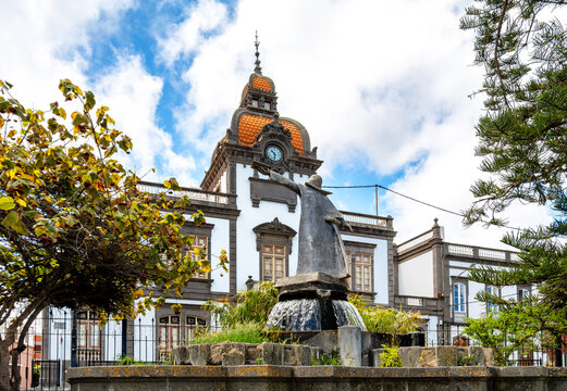 Arucas, Gran Canaria, view of Heredad de Arucas y Firgas building in Municipal park of Spain
