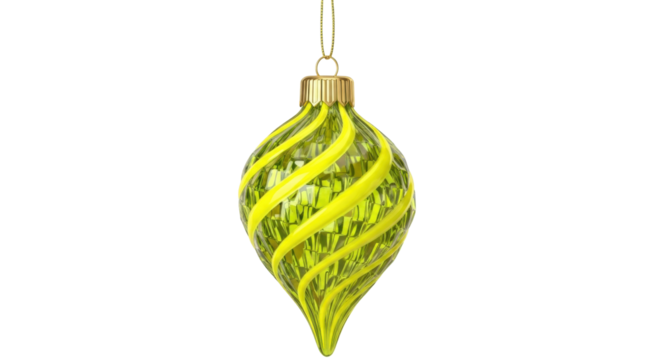 Isolated yellow Christmas ornament with spiral design, holiday season, festive decoration - Powered by Adobe
