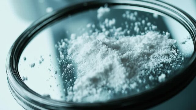 White powder chemical sample in a petri dish