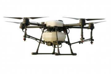 Agricultural drone technology spraying crops. Smart farming drone providing precision agriculture solutions, transparent background