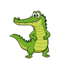 Fototapeta premium Cartoon crocodile on a white background