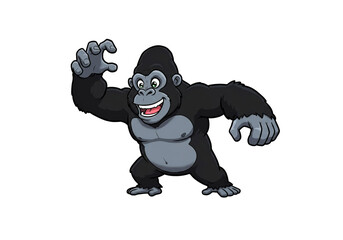 Naklejka premium Cartoon gorilla on a white background