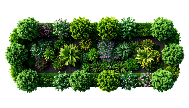 Top View Green Flower Bed Landscape Template, Transparent PNG