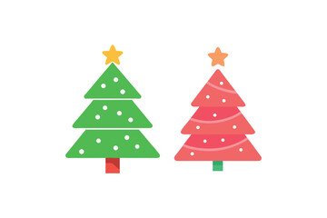 Fototapeta premium Two stylized christmas trees one green and one pink with stars