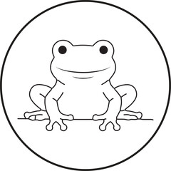 Cute frog line art simple design in a circle for various creative projects and applications silhouette