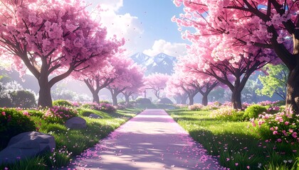 Enchanting Cherry Blossom Pathway