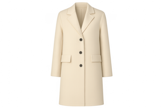Beige women’s single breasted wool blend coat