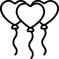 heart balloons outline vector icon for web and ui design