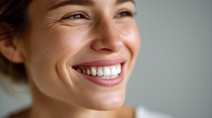 Joyful woman smiling indoor setting portrait photography bright environment close-up view happiness concept for seo impact