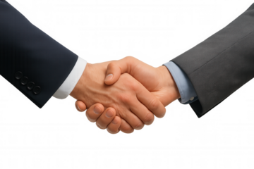 Business partners shaking hands making a deal, agreement, and partnership on transparent background