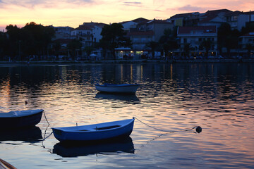 Beautiful sunset in Stobrec, small coastal town near Split, Croatia.
