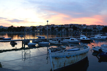 Beautiful sunset in Stobrec, small coastal town near Split, Croatia.
