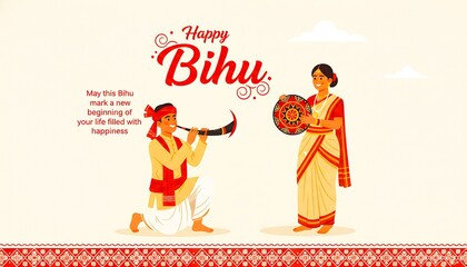 Happy magh bihu celebration traditional assamese culture with music and dance vibrant festive scene