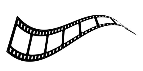 gently curving cinema film strip vector, essential for representing classic movie production, video content, media design, and photography concepts.
