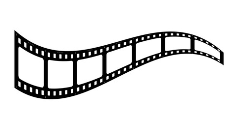 Wavy cinema film strip vector, symbolizing movie production, media entertainment, video editing, photography, and creative multimedia projects.
