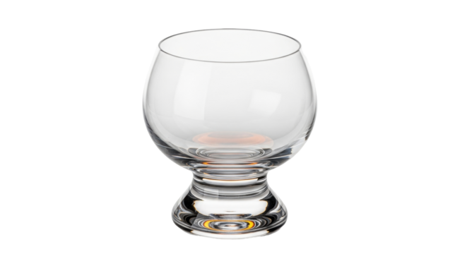 Isolated glass brandy snifter for tasting and drinking liquor, elegant stemware design