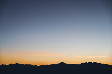 Mountain Silhouette at Sunrise from Isthmus Peak, Wanaka, New Zealand