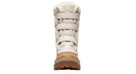 Isolated winter boot with shearling lining and straps, for cold weather, snow day and hiking