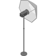 Professional Studio Lighting Equipment with Octagonal Softbox Umbrella Reflector and Stand in Isometric Style against White Background