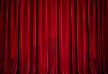 Deep crimson velvet curtain backdrop, rich texture and folds,  cinematic,  backdrop