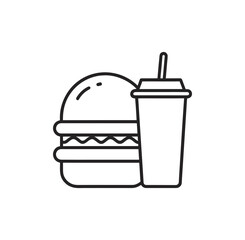 Outline icon of a hamburger and drink vector graphic scalable eps illustration