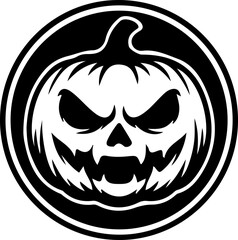 Halloween Pumpkin Face Icon – Scary Jack O’Lantern Silhouette Vector