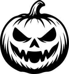 Halloween Pumpkin Face Icon &ndash; Scary Jack O&rsquo;Lantern Silhouette Vector